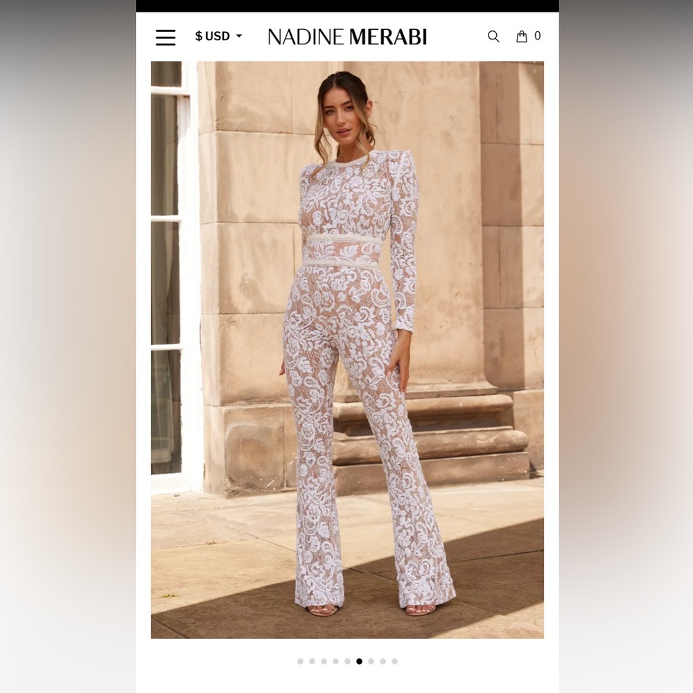 Nadine Merabi White Bridal Jumpsuit